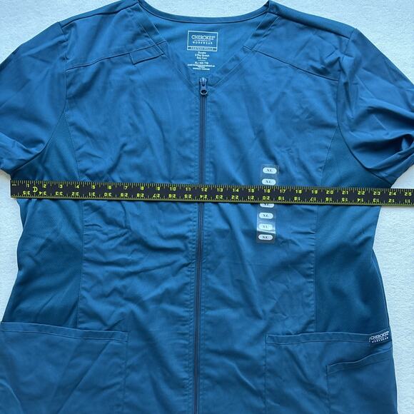 NWT Cherokee Workwear Professionals Womens XL Zip Scrub Jacket CAR Blue WW390 - Picture 12 of 14